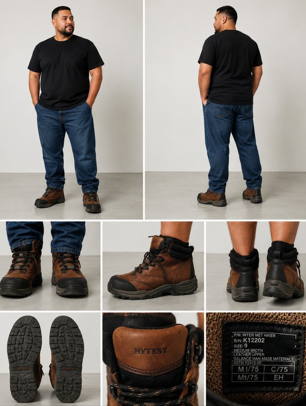 🫛HyTest Men’s Composite Toe Work Boots – Size 9